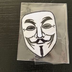 Embroidered Anonymous Mask Patch V for Vendetta Sew On Guy Fawkes Rebel